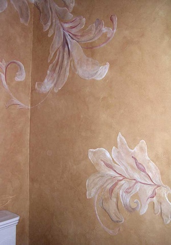 Hand panted vines and parchment finish