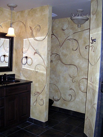 Golden faux Hand Painted Scrollwork