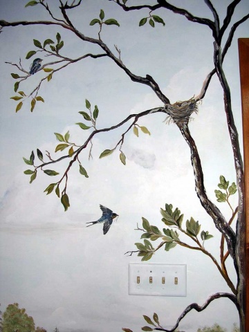 Sunroom Mural Brid Detail