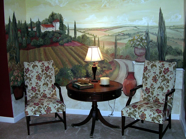 Tuscan landscape mural