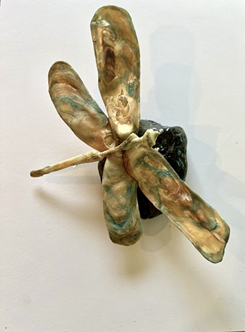 Hand painted Dragonfly Sculpture  
