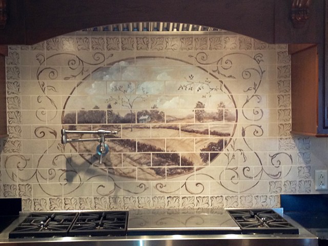 Mural painted on tile