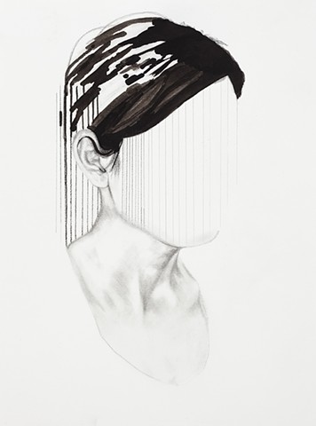 black and white, beautiful, weird, contemporary art, new contemporary, drawing, portrait, psychological realism, girl, woman, anonymous, fade, memory, nostalgia, meaningless, emptiness, void, the void, death, unknown, open air, blank slate, prison, trappe