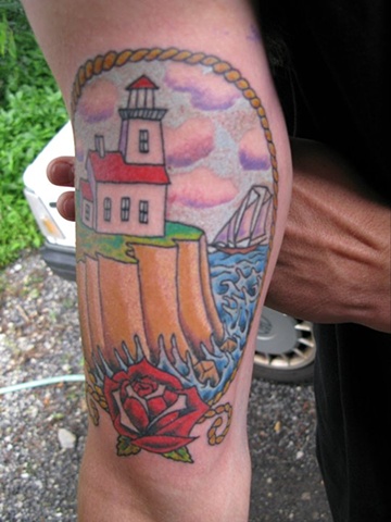 Lighthouse tattoo color tattoo steven williamson tattoo artist providence rhode island (ri) tattoo Rhode Island Providence