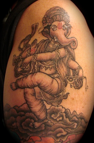 Ganesh ganesha tattoo grey gray scale tattoo elephant god Providence Rhode Island RI