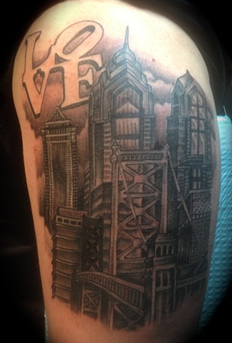 Providence, Prov, RI, Rhode Island, New England, Mass, Art Freek Tattoo, Good Tattoos grey work black and gray Color old school portrait clean philly love park PA land of kings