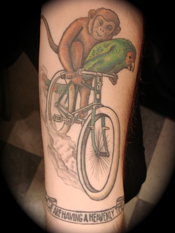 monkey bike parrot antique advertising tattoo schwin bike ride bicycle Providence Rhode Island RI