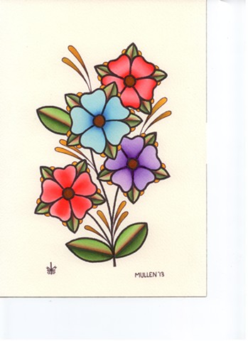 prov Rhode Island RI Providence Tattoo Art Freek Water color painting New England Flowers