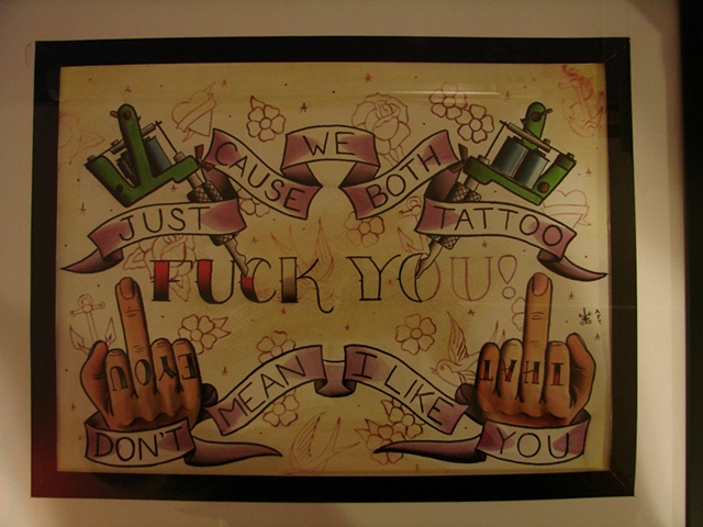 tattoo artists are dicks fuck off i hate you watercolor painting flash sheet