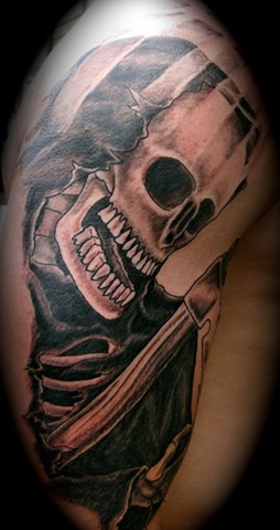 Grim reaper on arm tattoo steven williamson tattoo artist providence rhode island (ri) tattoo Rhode Island Providence
