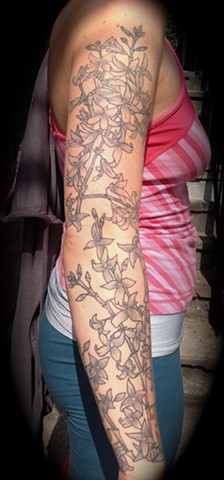 Providence Rhode Island RI Grey Gray Flowers flower tattoo sleeve