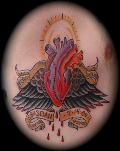 anatomical heart stiches wings heart tattoo Providence Rhode Island RI