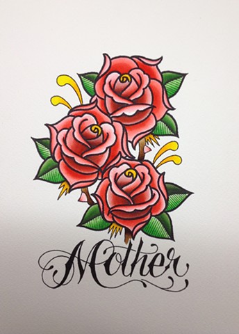prov Rhode Island RI Providence Tattoo Art Freek Water color painting New England roses mother mothers day