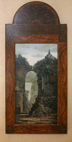 Tuscan Painting and Frame/ Secret Cabinet