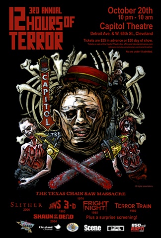Cleveland Cinemas 12 Hours of Terror Leatherface art CHOD