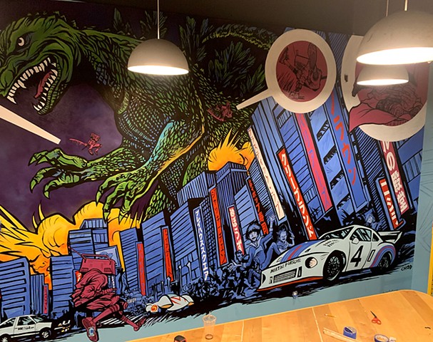 City Pop Sushi Mural