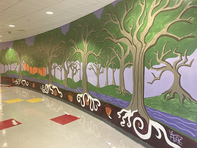 Collaborative mural project at Edgewood Magnet School in New Haven completed with faculty, staff, and students.