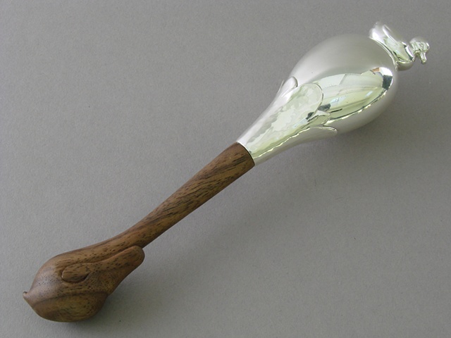 Fine silver baby rattle.