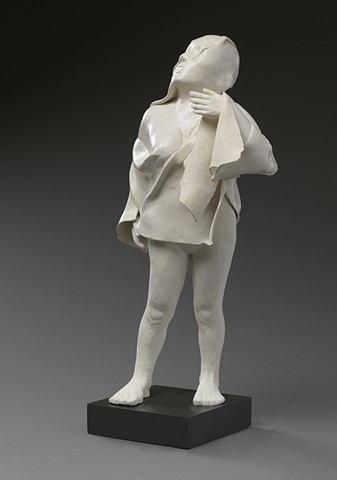ceramic work shrouded figure by leigh craven