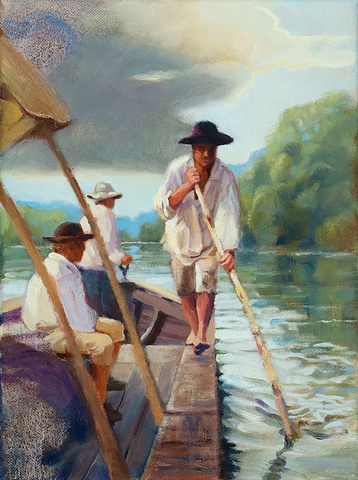 Painted from my photos at the annual Batteau Festival on the James River in Virginia