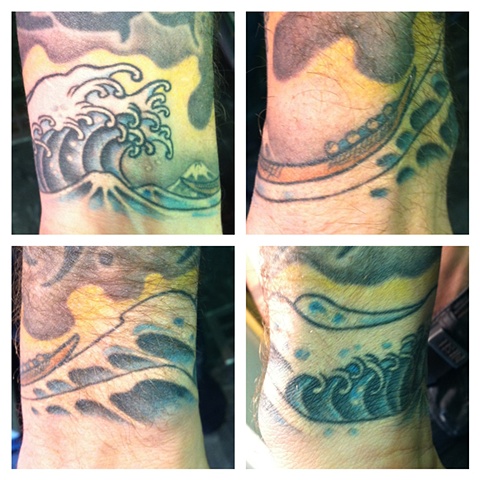 hokusai great wave wrist tattoo by j majury