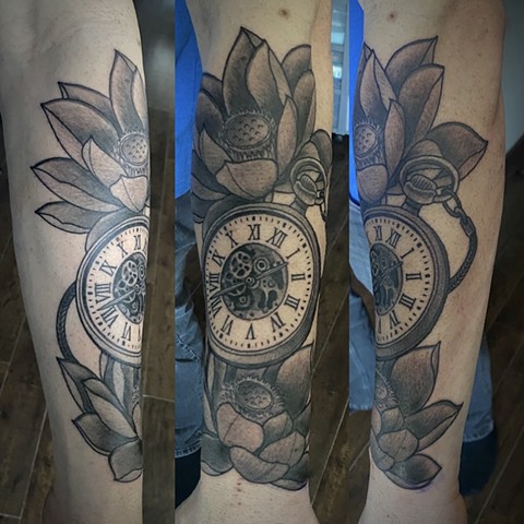 Lotus and pocket watch 