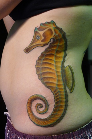 Seahorse tattoo by J. Majury
