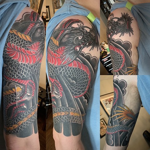 Japanese Dragon armband coverup