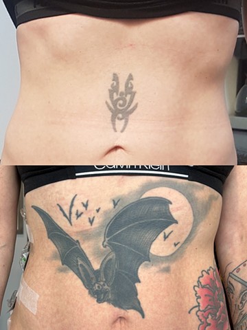 Bat coverup before and after