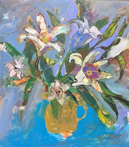 Lillies in Ochre Vase