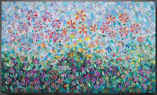 Garden Confection, 88" x 51", Contemporary Art Quilt 