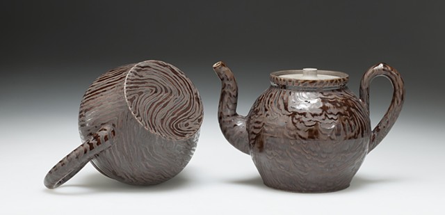Faux Wood Group/Two Teapots (detail)