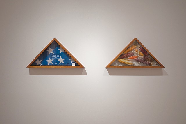 Two Triangular Memorial Flag Cases/ Dos contenedores triangulares de bandera funerarias