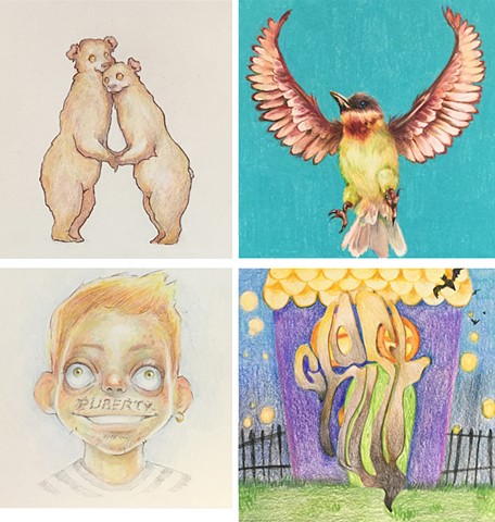 Design I
2018, Letterforms
Color pencil on illustration boards (four students' work)
7.5” x 10” each
