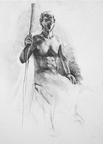 Beginning Life Drawing 
2014, Conté on paper
18” x 24”