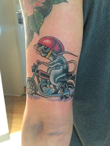mouse and a motorcycle tattoo