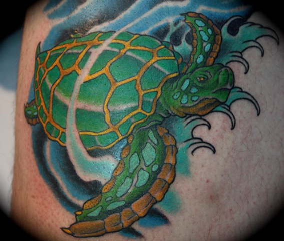 Mike Lussier | Art Freek Tattoo - green sea turtle