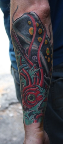 whale and squid tattoo
