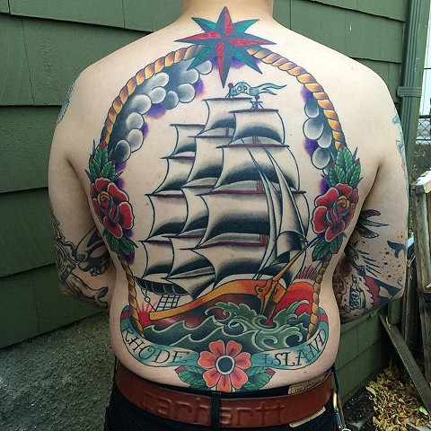 rhode island ship back piece tattoo
