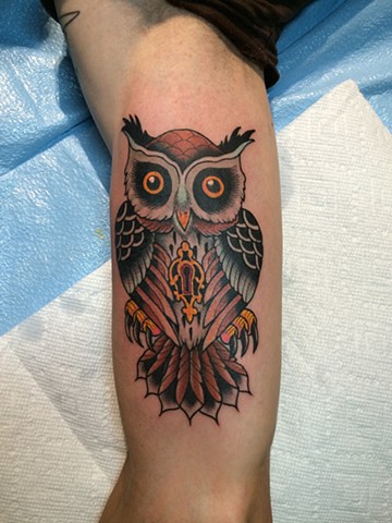 owl and key tattoo