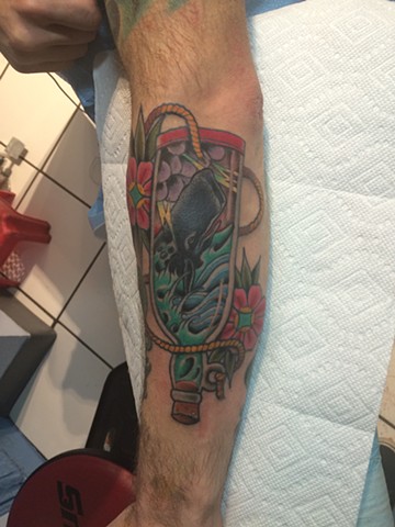 whale in a bottle tattoo