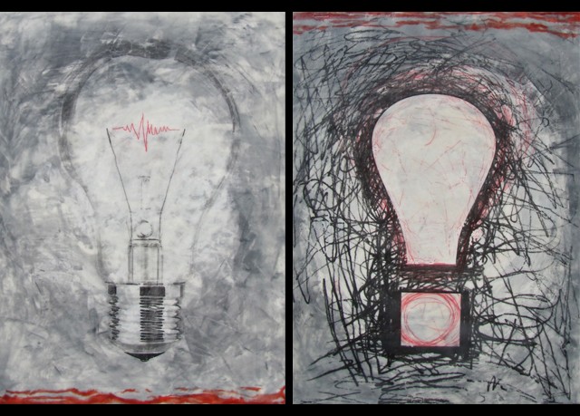 light bulb, susan skrzycki, idea, bright idea, encaustic, contemporary art