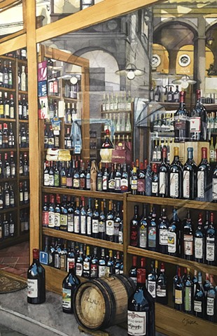 Watercolour Painting wine bottles Conny Jager