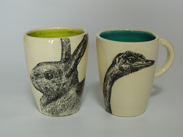 Rabbit & Ostrich Mugs