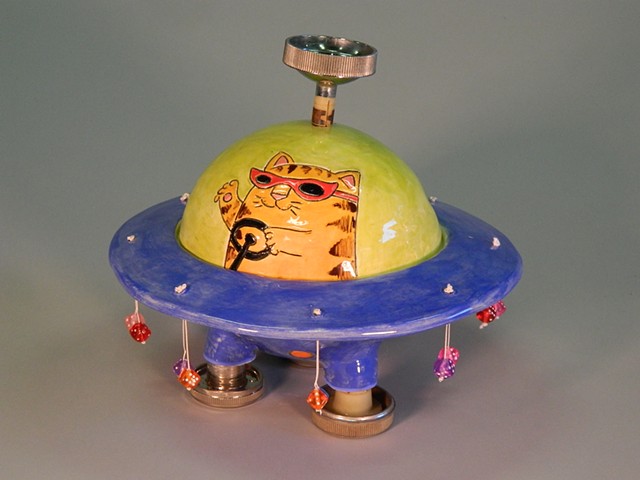 Spaceship Cat Lidded Jar