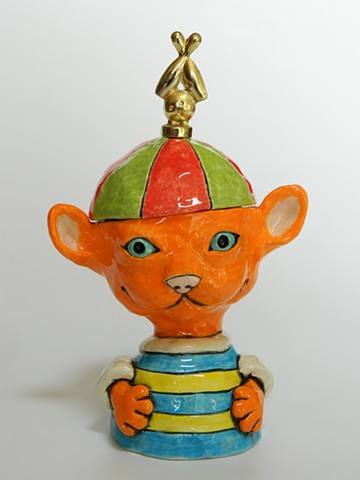 Orange Cat Lidded Jar