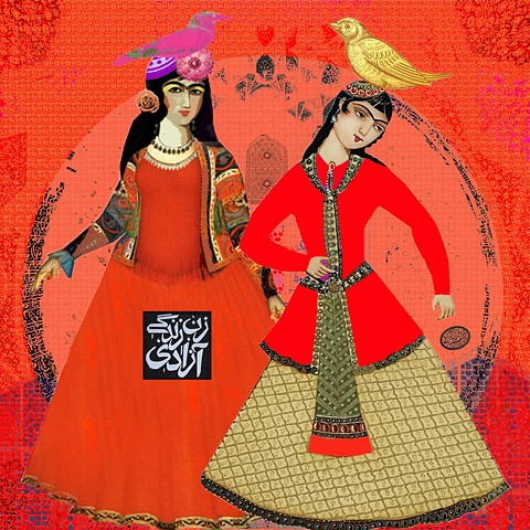 Two Women with Bird