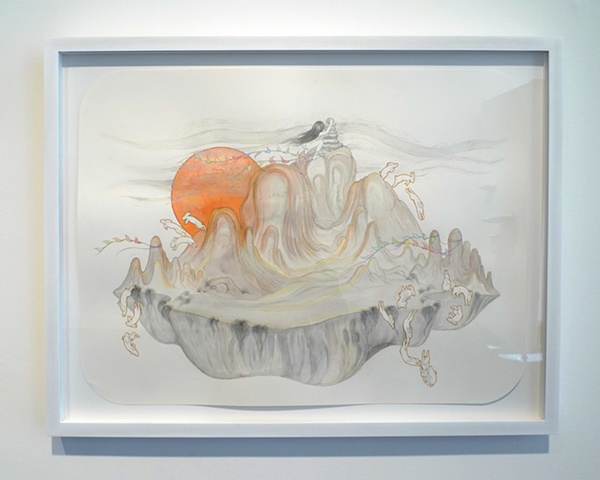 Installation view of 'Climate Change 
(Volcano Rabbits)'