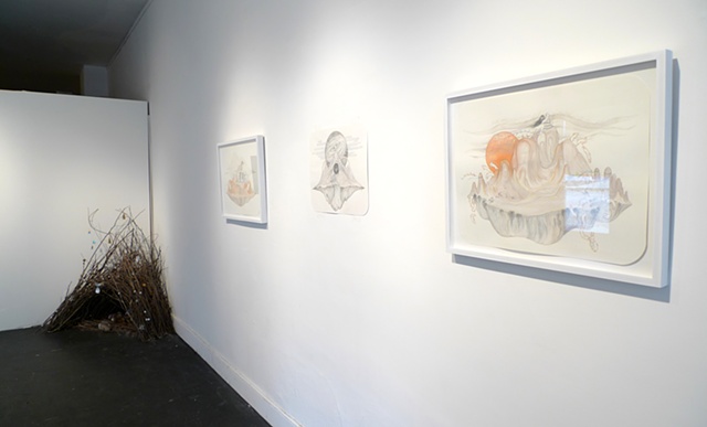 Installation view of 'My Bower I,' 'Desert Solitaire,' 'Terra Incognita,' & 'Climate Change'