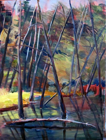 Acrylic landscape of lac Jeannie